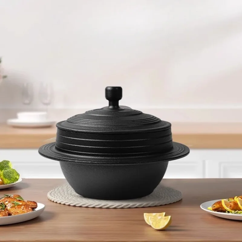 

Korean Cooking Stone Pot Dutch Oven, Rice Pot, Enameled Cast Iron Pot with Lid, Korean Stone Bowl for Induction,Bibimbap Pots
