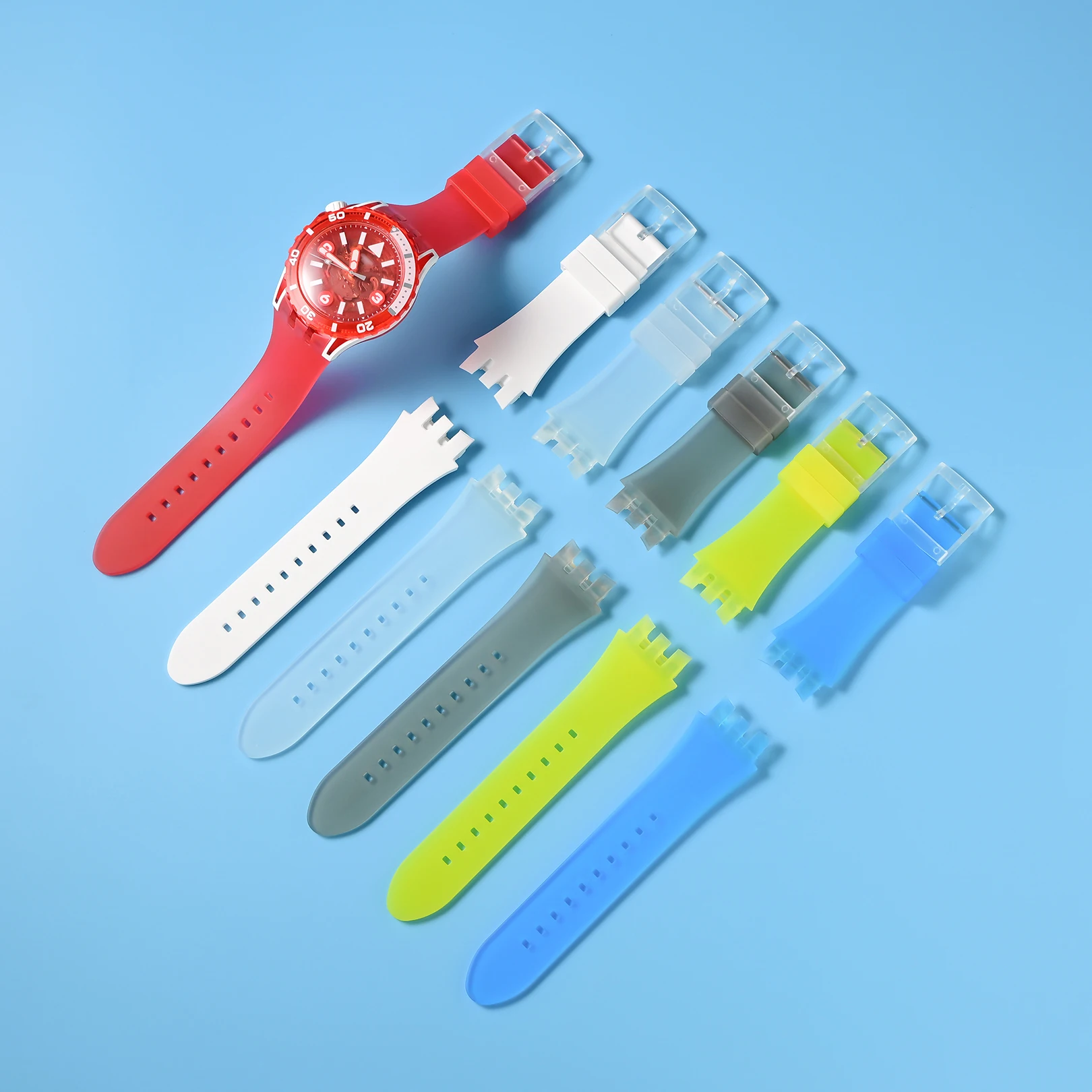 21mm Soft Liquid Silicone Watch Strap for Swatch SCUBAQUA Series Replacement watch Band Colorful Jelly Sport Bracelet Men Women