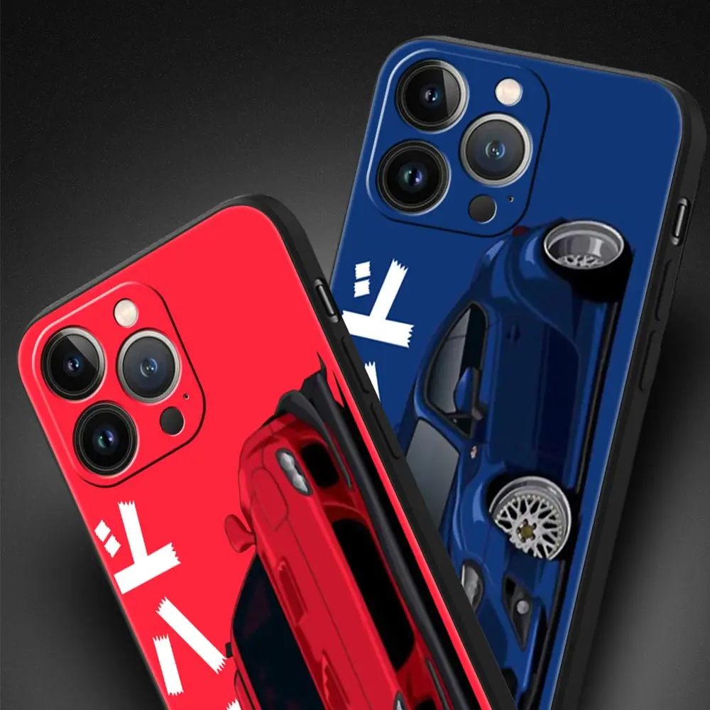 Luxury Phone Case For iPhone 11 12 13 15 16 14 Pro Max X XR XS 7 8 Plus SE Black Cover Funda JDM Tokyo Drift Sports Car