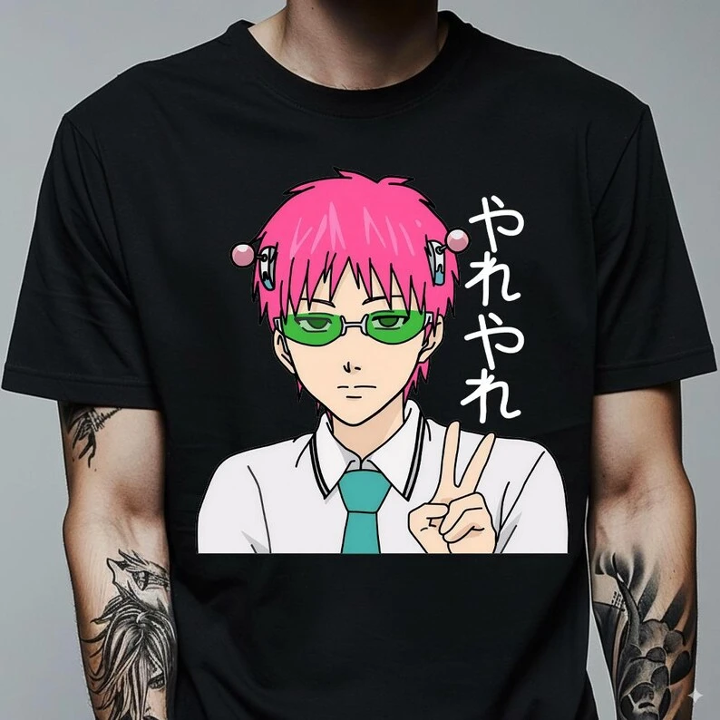 Saiki K Print T-shirt Oversized Unisex Streetwear Trendy Cotton Fashion Street Casual Fashion Street Casual Tee high quality top