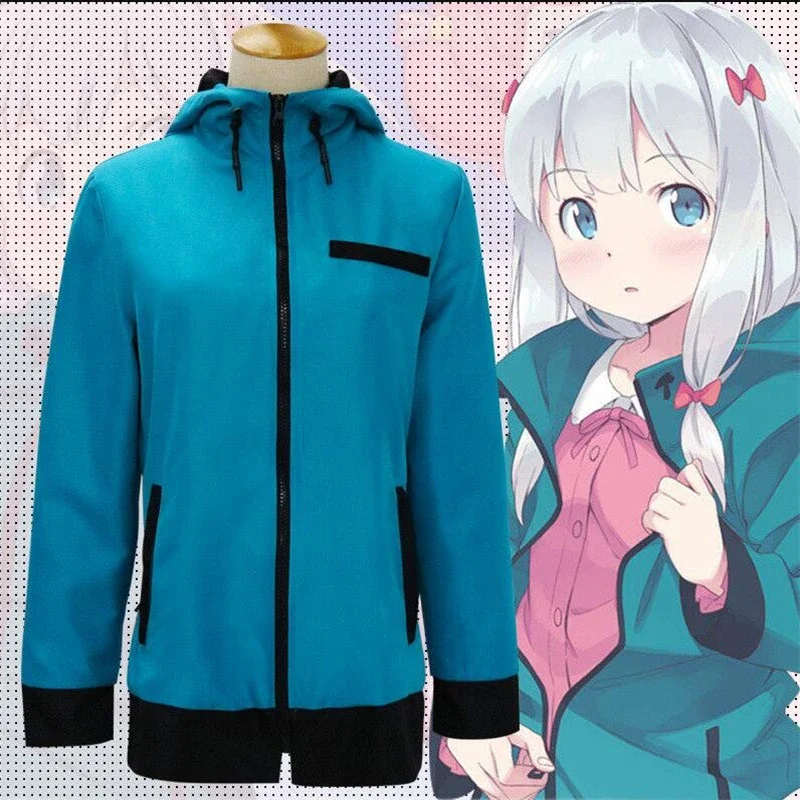 New Anime Eromanga Sensei cosplay suits Izumi Sagiri pink pajamas blue jacket long silver wig ero-sensei Kawaii girls Lolita