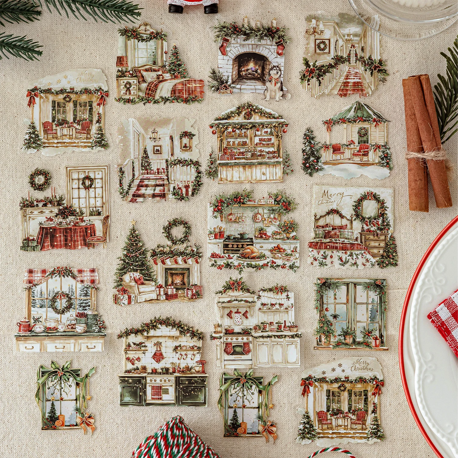 30 sheet PET Stickers Christmas Fairy Tales Creative Waterproof Adhesive DIY Hand Made Collage Junk Journal Scrapbook Supplies