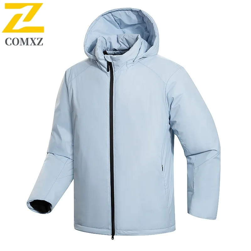 

COMXZ Hooded Fleece Jacket 2025 Winter Waterproof Windproof Outdoor Adventure Cycling Climbing Jacket Outerwear Men Clothing