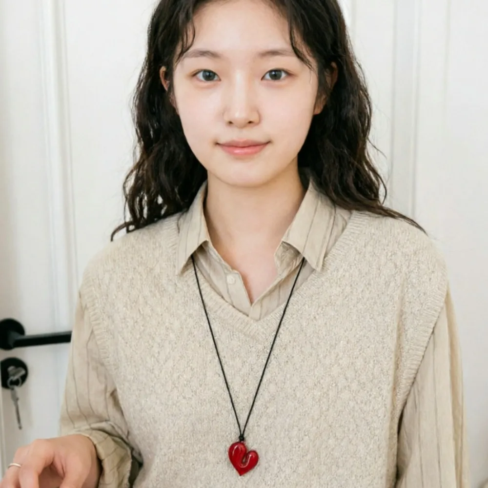 2026 New Heart Pendant Necklace Adjustable Pull-out Sweater Chain Ideal Holiday for Women Fashion Jewelry Accessory Gifts