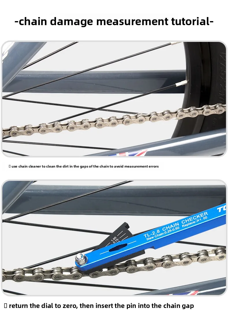 TOOPRE Fahrradketten-Messgerät Verschleißmesslineal Mountainbike- und Rennrad-Kettenspannungserkennungs- und Wartungswerkzeug – Detail 9