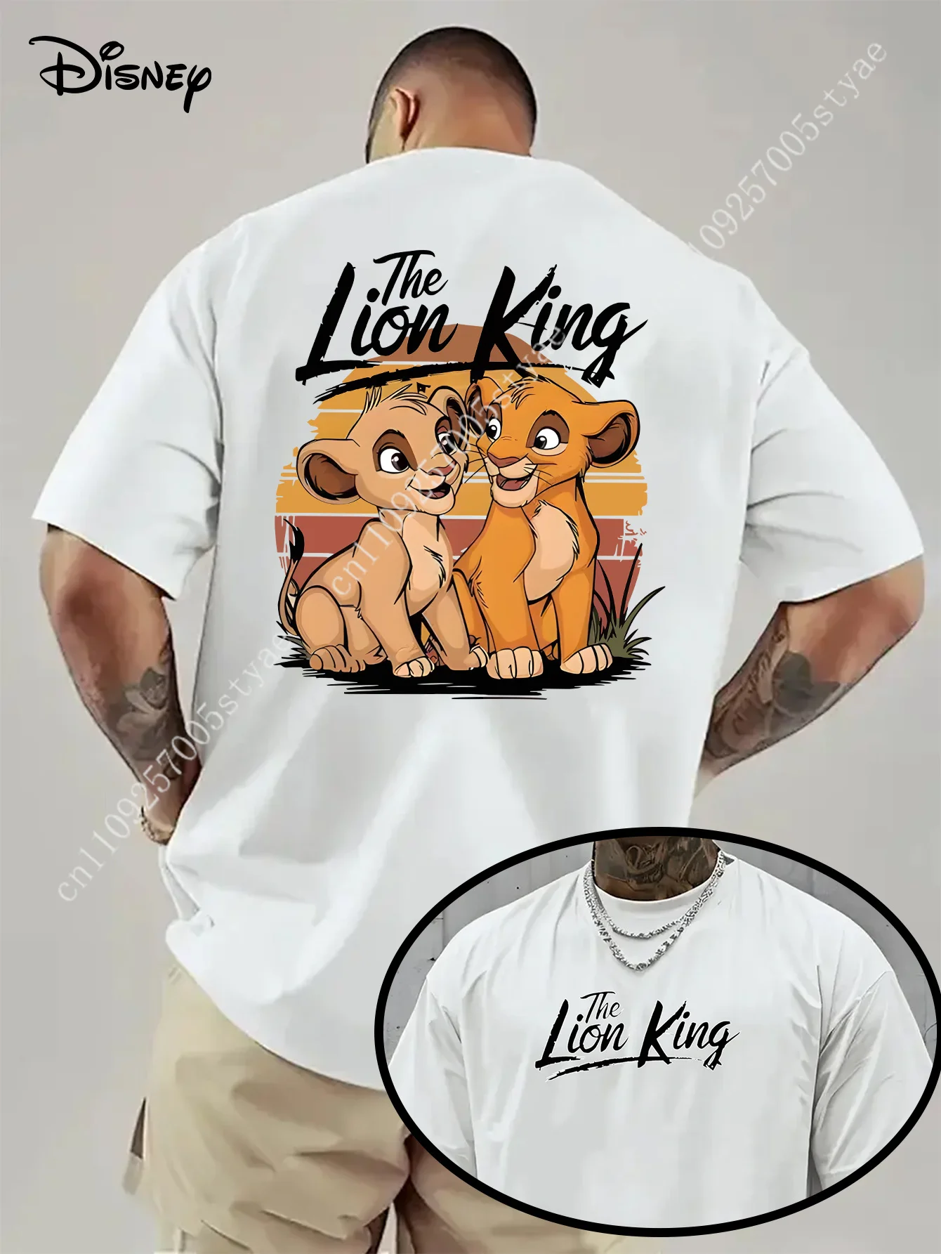 

Summer Men's Disney Simba Lion King T-Shirt Daily Leisure and Theme Activities Wear Unisex Cotton Short Sleeve Oversized