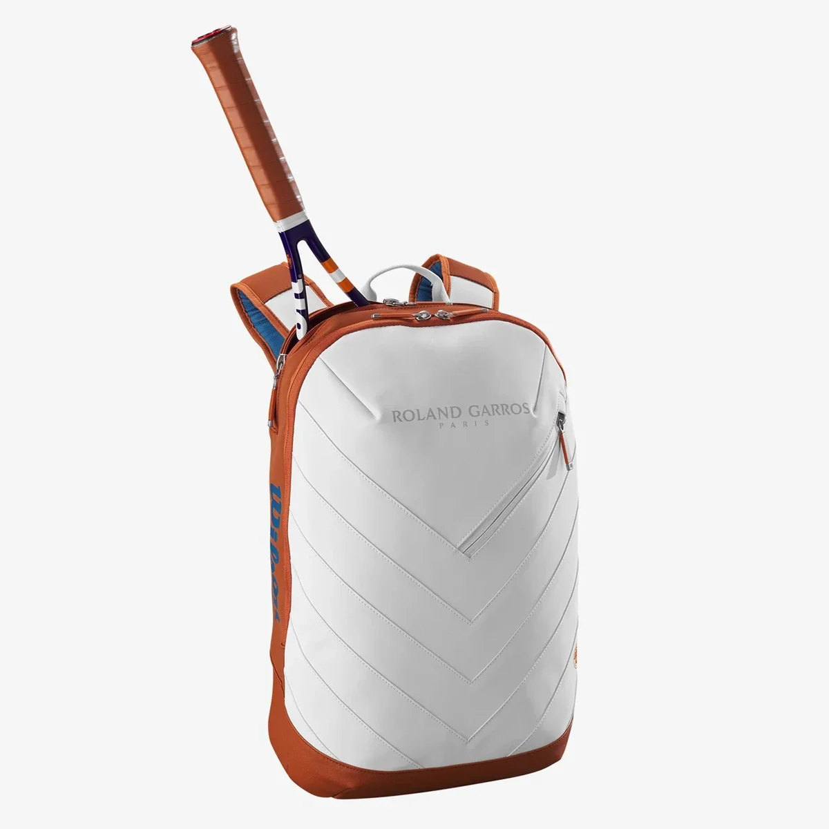 Wilson 2024 French Open Super Tour Mochila de couro macio para raquete de tênis 2PK Bolsa de tênis simplificada com Thermoguard Ecru Branco