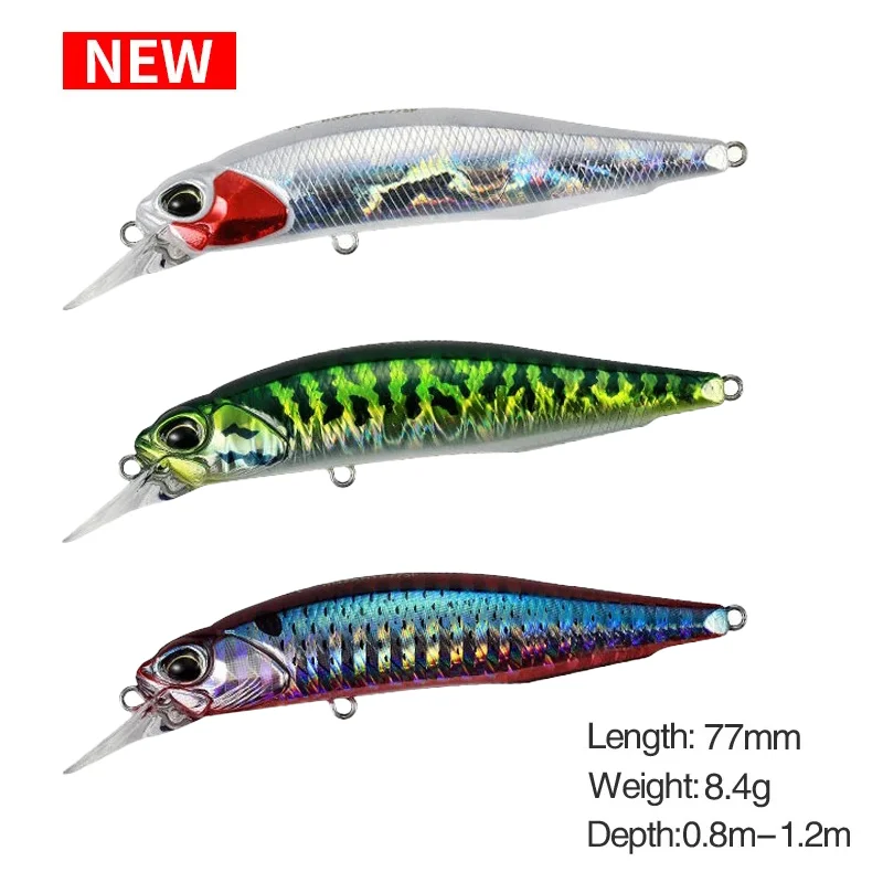 

77mm / 63mm Long-distance Throwing with Bionic Twitching Lures Hard Lures Fishing Wobbler Bass Crankbait Trout Lure Cocked