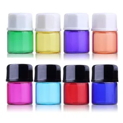 50X 1ml 2ml 3ml Mini Perfume Liquid Glass Bottle with Orifice Reducer Cap Small Essential Oil Vials Drum Dram Cap Lid