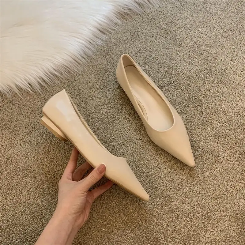 

New Style Women Low Heel Pumps Pointed Shallow Mouth Soft Sole Single Shoes Ladies Work Shoes Female Solid Casual Heels Women