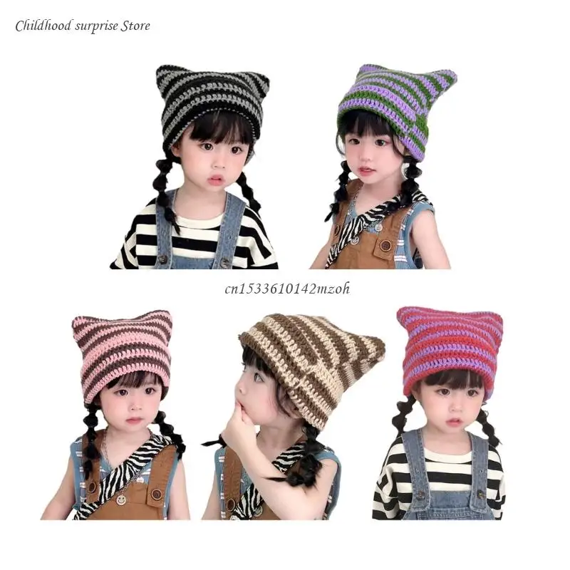 

Knit Children Hat with Devil Ears Stylish Hat for Winter & Autumn 3-15 Years Dropship