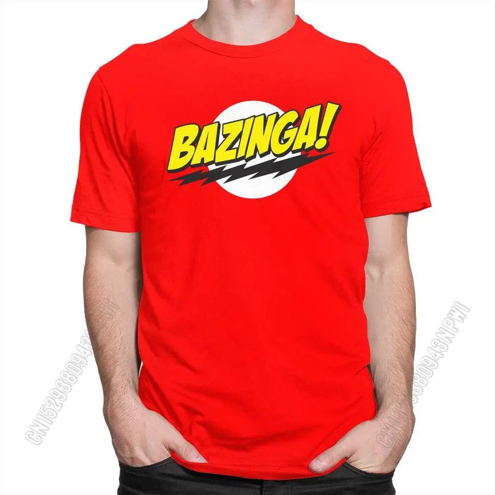 The Big Bang Theory Bazinga T Shirt Men 100% Cotton Handsome Sheldon Cooper T-Shirt Geek Tbbt Tee Tops Merch Gift