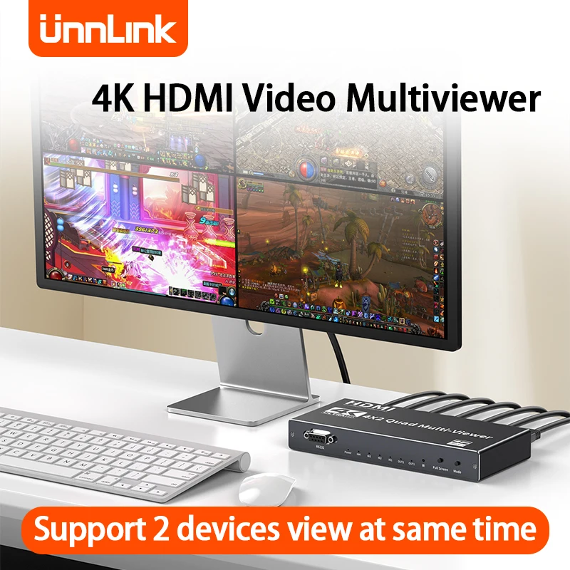 

Unnlink 4x2 HDMI Video Multiviewer 4K 9x2/6x2 Бесшовное переключение Поддержка 2 монитора для просмотра 4 6 9 изображений в тот же время