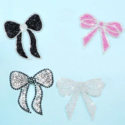1pcs Beauty Bows Patch Hot Fix Rhinestone Silver Gold Crystal Iron On Patches For Women Baby Clothes Bag Applique Diy Stickers