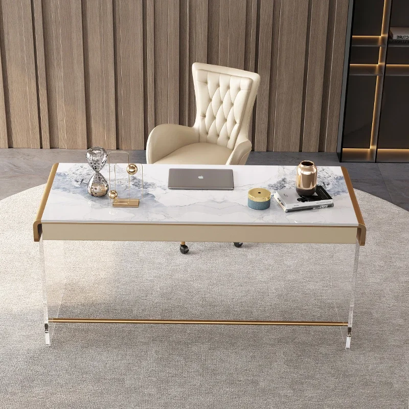 

Современный простой акриловый письменный стол для домашнего обучения, каменный стол для пожилых людей, легкий роскошный компьютерный письменный стол