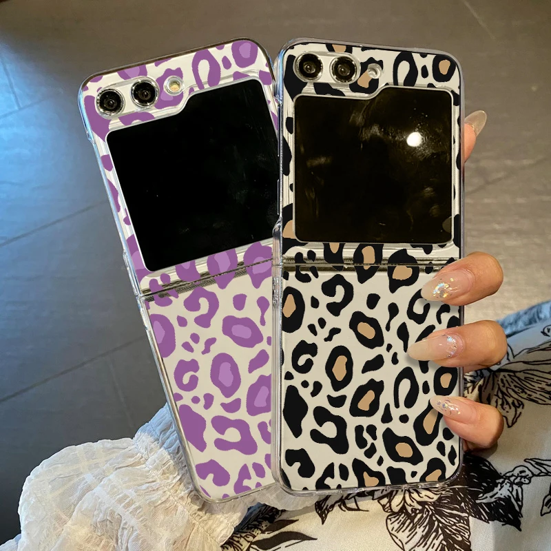 Für Samsung Galaxy Z Flip 8 7 FE 5 6 4 3 Leopardenmuster-Hülle Transparente Harte Luxus Stoßfeste Handyhülle Für Samsung Z Flip6 Flip7 – Detail 1