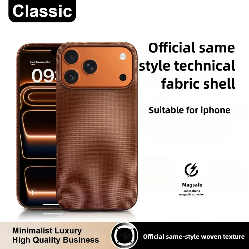 

Роскошный однотонный плетеный магнитный чехол Tech Braided для iPhone 17 Pro Max 16 15, совместимый с MagSafe, с текстурированным покрытием и мелкими отверстиями