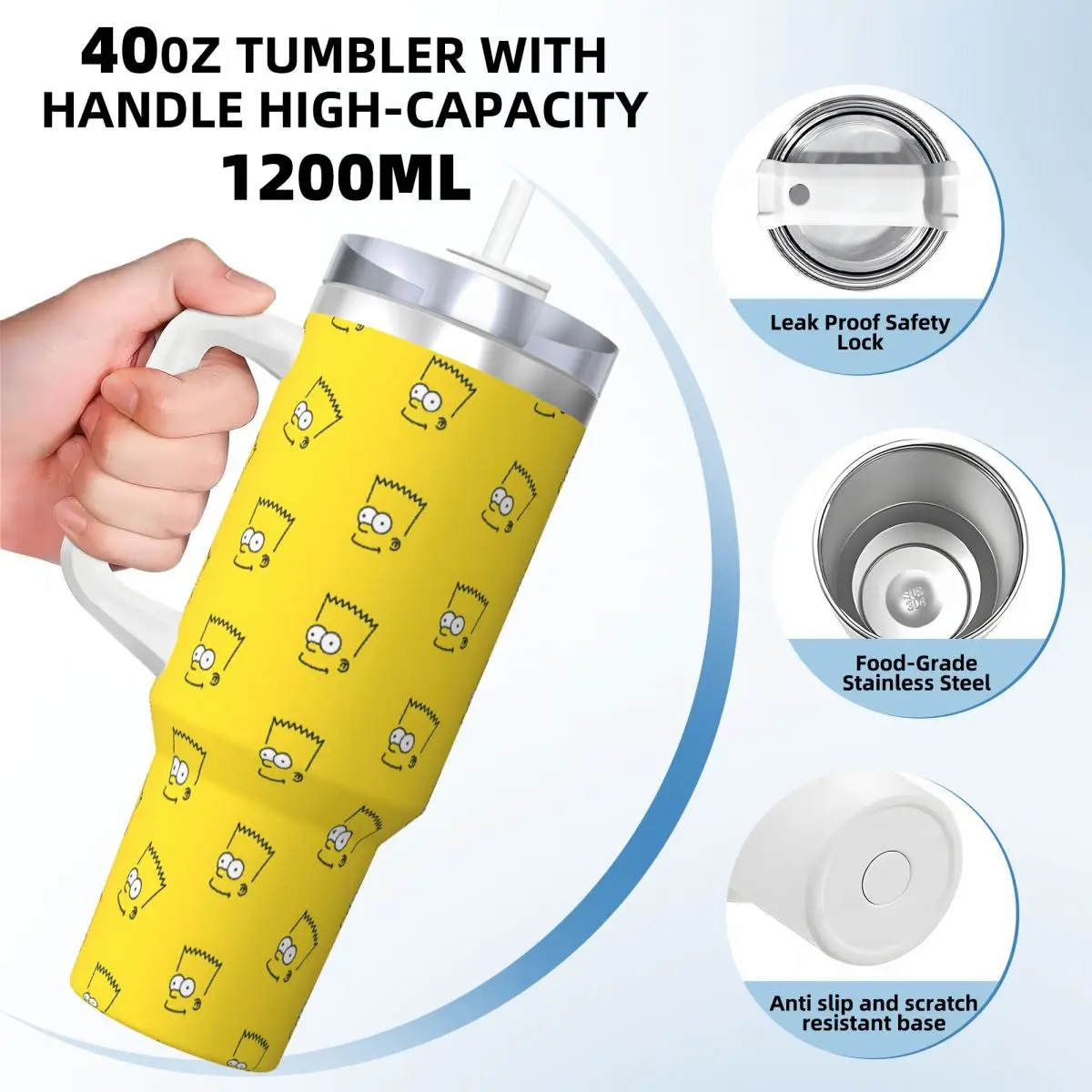 Stainless Steel Tumbler The Simpsons Son Collages Car Mugs With Straws Camping Cold and Hot Water Bottle Heat Preservation Mugs