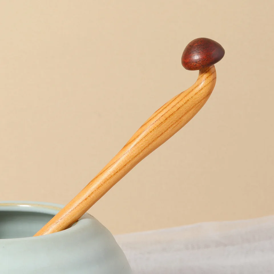 

Vintage Wood Mushroom Shape Step Shaking Creative Hairpin Chopstick Hair Stick Hair Ornament Headdress Hair Accessories Hair Pin