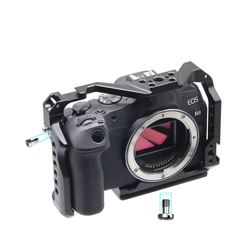 إطار واقي لكاميرا DSLR ، جهاز حفر القفص ، حامل الحذاء البارد ، كاميرا Canon EOS R8 ، جبل ARRI ، 3 "، 8" ، 1 "، 4" فتحة ، حافظة سكنية علوية