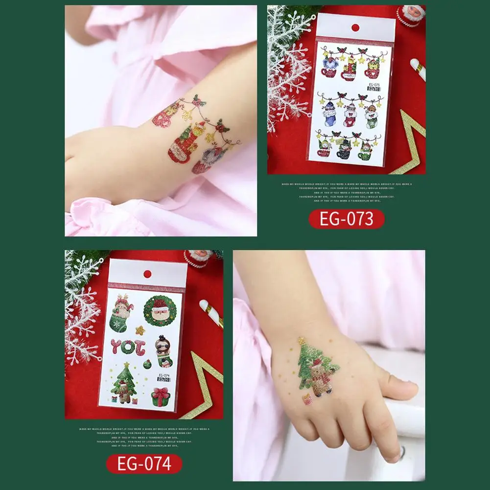 بريق عيد الميلاد ملصقات الوجه مقاوم للماء ندفة الثلج المتاح لصاقات وشم الكرتون بريق ملصقات 2026 جديد ديكور الوشم