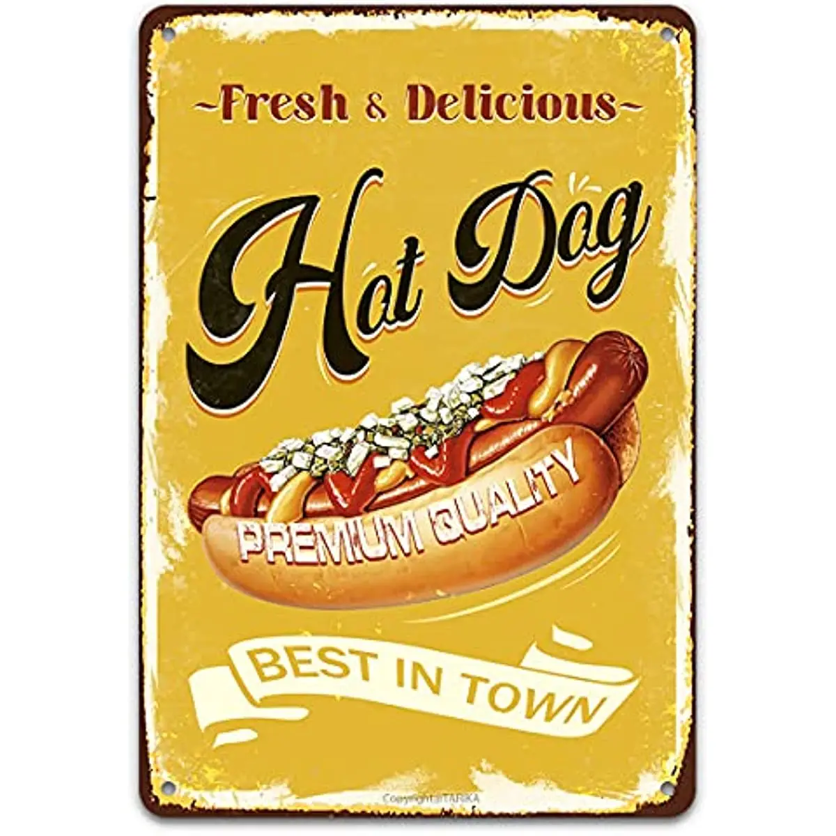 Hot Dogs、Hamburg、 Pizza Signs, Fast Food Metal Retro Vintage Poster Wall Decor for Truck Restaurant Kitchen Pub Shop Decorations