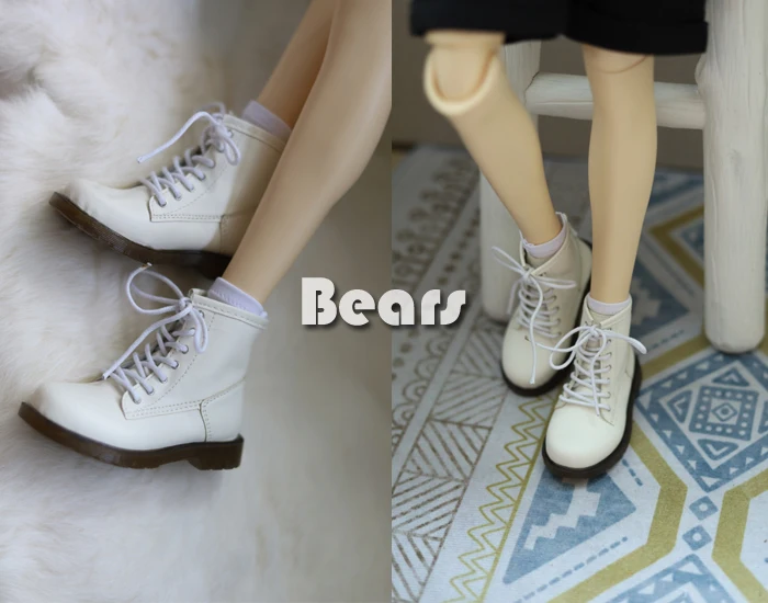 

BJD Doll Shoes White Cowhide Sole Short Leather Boots Internal Length 9.8 x3.7cm For 1/3 BJD SD SD17 Uncle Doll Accessories