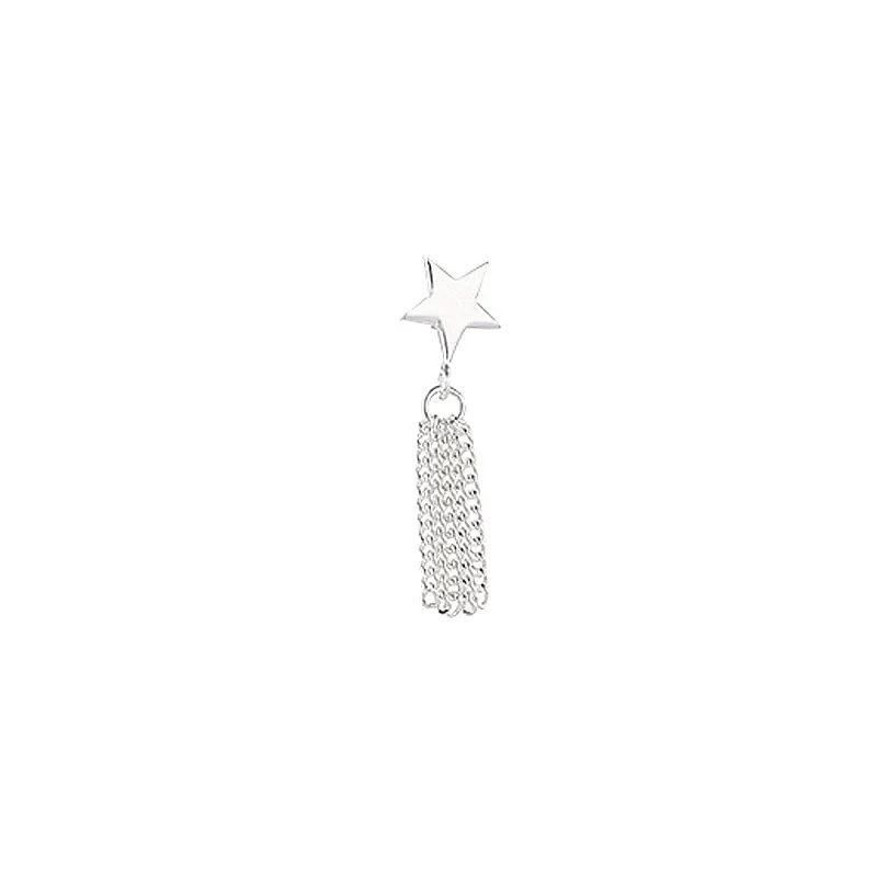 925 Sterling Silver Glossy Star Tassel Thread Stud Earrings for Women Girl Piercing Jewelry Female Pendientes Wedding Party Gift