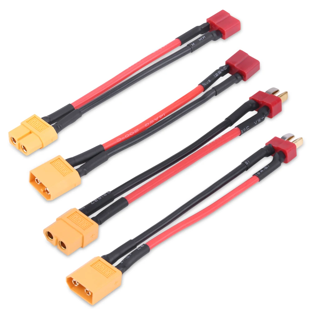 2 Pcs T Plug Female to XT60 Female Cable 4Types XT60 to T Plug Adapter Connector Cables RC Accessory 14AWG 10cm RC Accessory