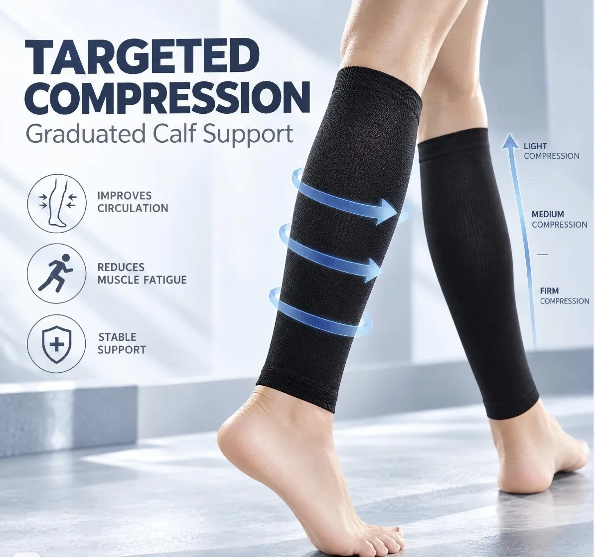 15-20mmHg & 20-30mmHg Graduated Compression Calf Sleeves for Nurses, Travel, Running, Standing All Da