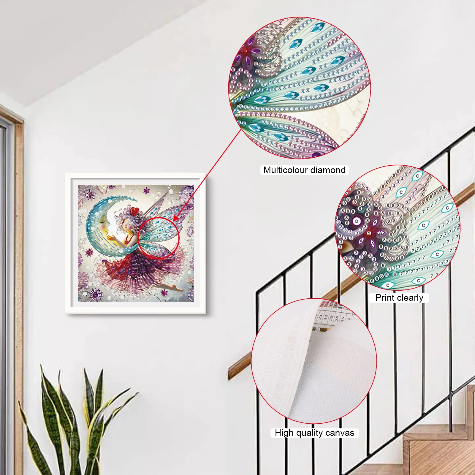 مجموعة فنية ماسية ذات شكل خاص من DIY Moon Fairy للمبتدئين والكبار، مجموعات رسم فنية ماسية لتزيين جدران المنزل كهدية #4