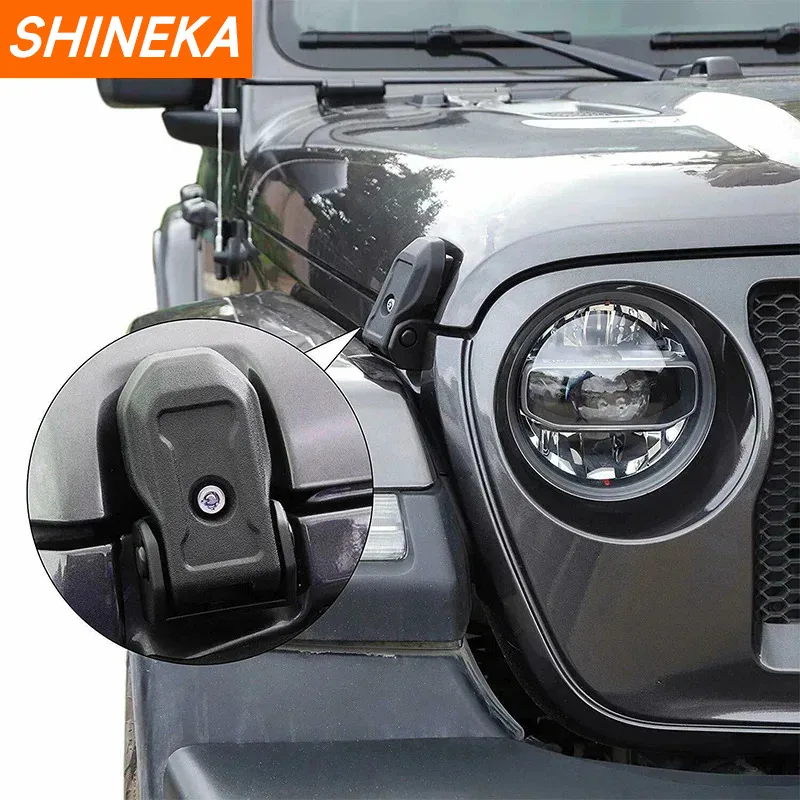 Shineka capô do motor do carro travas captura com kit de bloqueio chave para jeep wrangler jl gladiador jt 2018 2019 2020 up acessórios exteriores