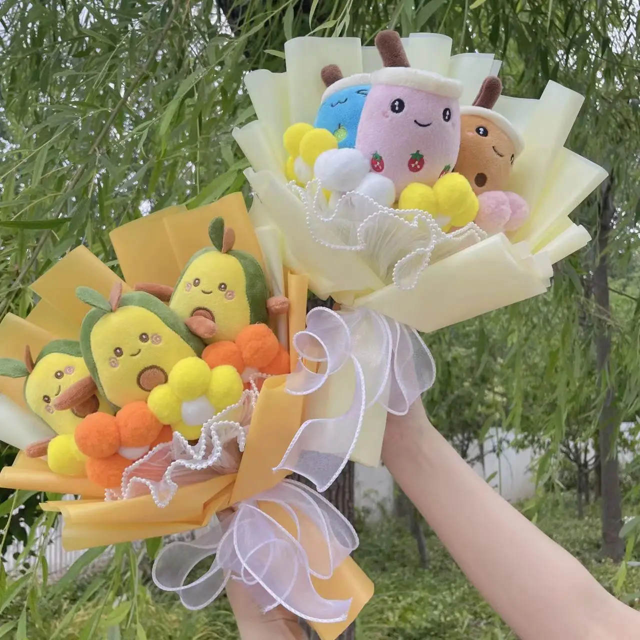 

Real-life bubble tea plush toy Flower bouquets stuffed food milk tea soft doll boba Christmas Graduation birthday Gifts