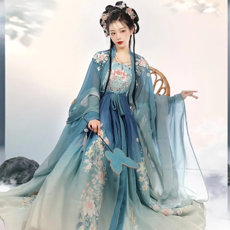 

Chinese wind Chebula skirt big sleeve shirt Hanfu female Han element silk ancient style chest dress fairy summer style