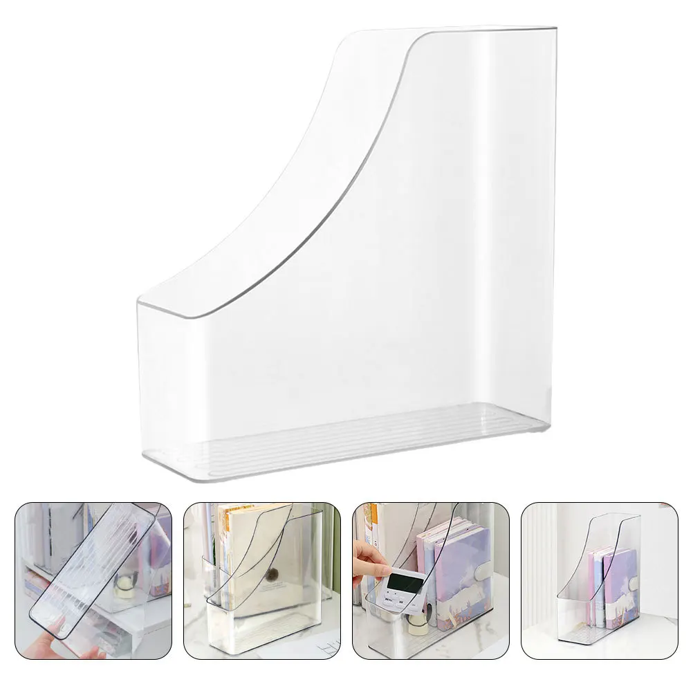

Clear Acrylic Magazine File Holder Vertical File Organizer Plastic Document Storage Office Home School Desktop Paper Tray