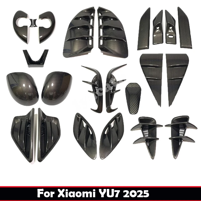 ABS Carbonfiber For Xiaomi YU7 2025 Front Rear Bumper Fog Light Leaf Fender Camera Side Mark Cover Rearview Mirror Frame Trim