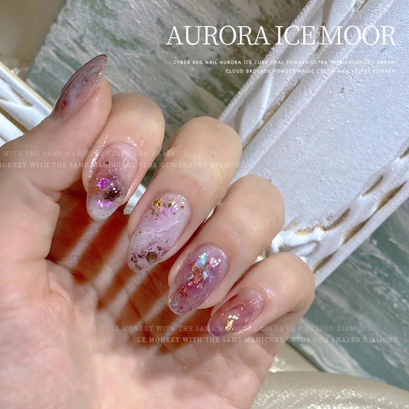 1Jar เงา Aurora โอปอลผง Holographic Sparkle เล็บ Glitter ผงเลื่อม Sparkly Rainbow Polarized Flakes DIY ตกแต่งเล็บ # ^