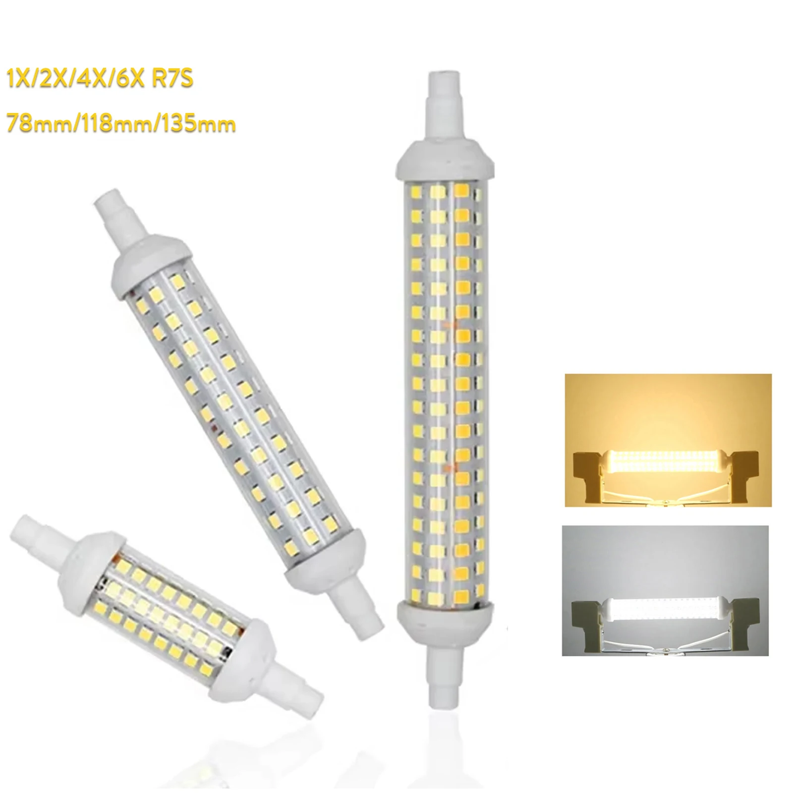 

6/4/2/1X Dimmable R7s Led Light Bulbs brightness spotlight Dimming 220V J118mm White Lamps power lamp High long 10W SMD 15w 360