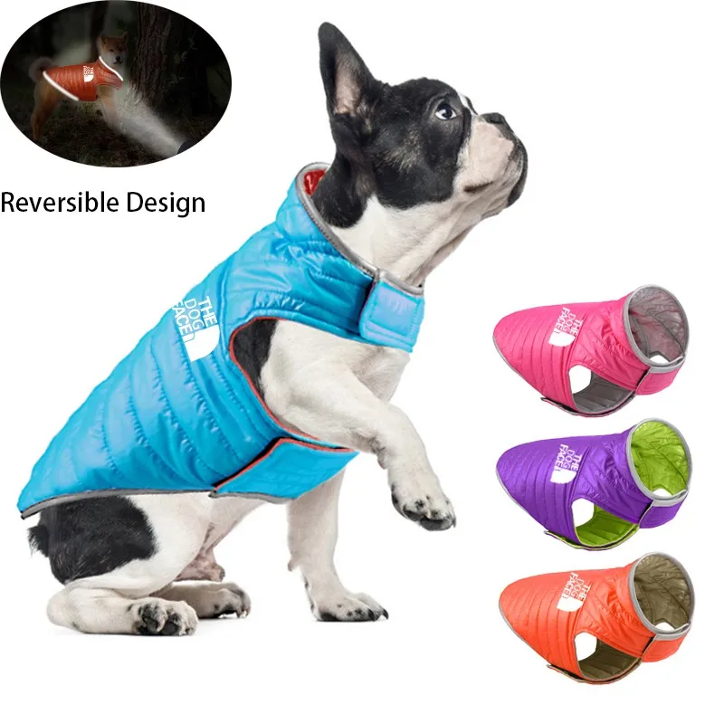 Pet Clothes Dog Winter Warm Waterproof Clothes Reversible Dog clothing Down Jacket Reflective Dog clothing Winter Coat Pet Items