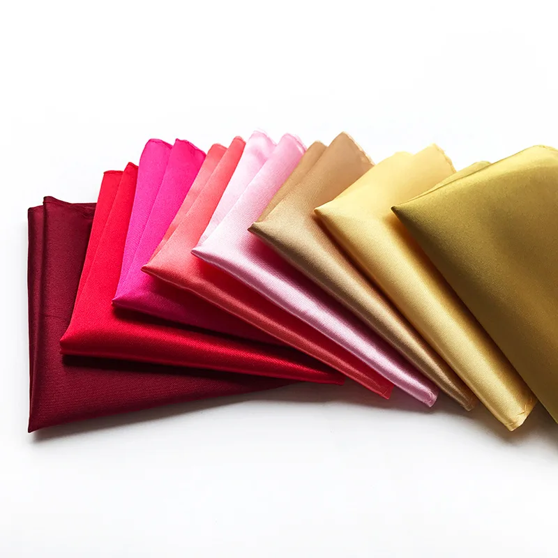 Men Accessories Suit Chic Square Solid Color Hanky  for Wedding Dress Party Solid Plain  Silk Pocket Square Handkerchief