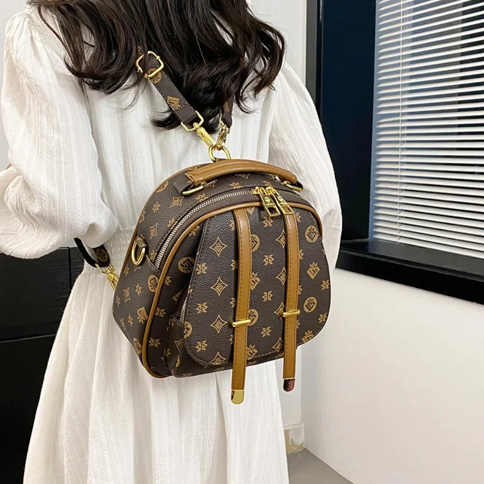 Women’s Vintage Print Backpack Commuter Bag with Adjustable Strap Zipper Casual Shoulder Bag