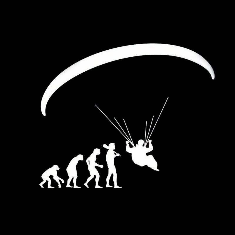 Fashion Human Evolution Paragliding Car Stickers Cartoon Motorcycle Vinyl Decals Waterproof Accessories,15cm*13cm