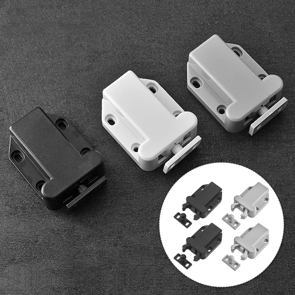

4pcs Plastic Push Latch Cabinet Door Cupboard Drawer Safe Touch Rebounding Hardware Pearl Hidden Spring
