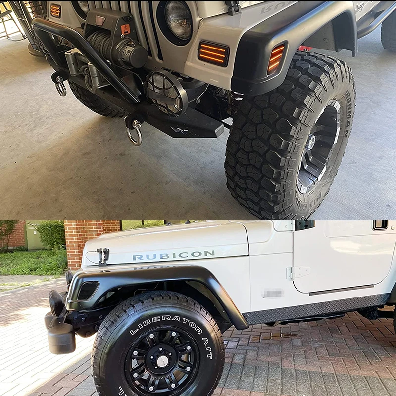 2X كامل العنبر LED المصد الأمامي أضواء العلامات الجانبية بدوره إشارة الوامض مصباح ل جيب رانجلر TJ اكسسوارات السيارات 1997-2006 Canbus