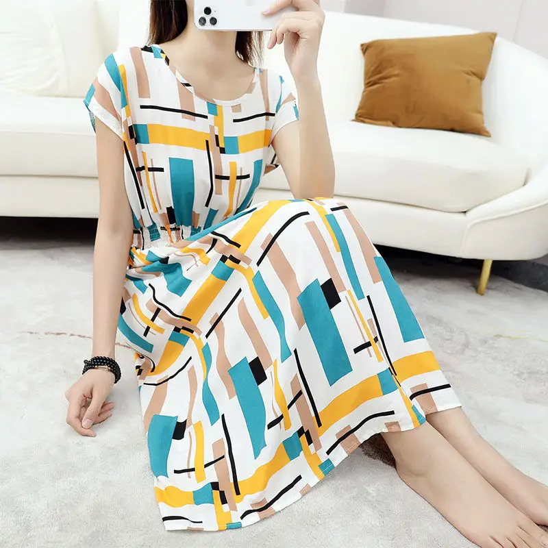 2025 Vestido midi de algodón suelto a la moda bohemio floral de verano para mujer trajes de tendencia bohemia vestidos casuales de playa y túnicas para mujer