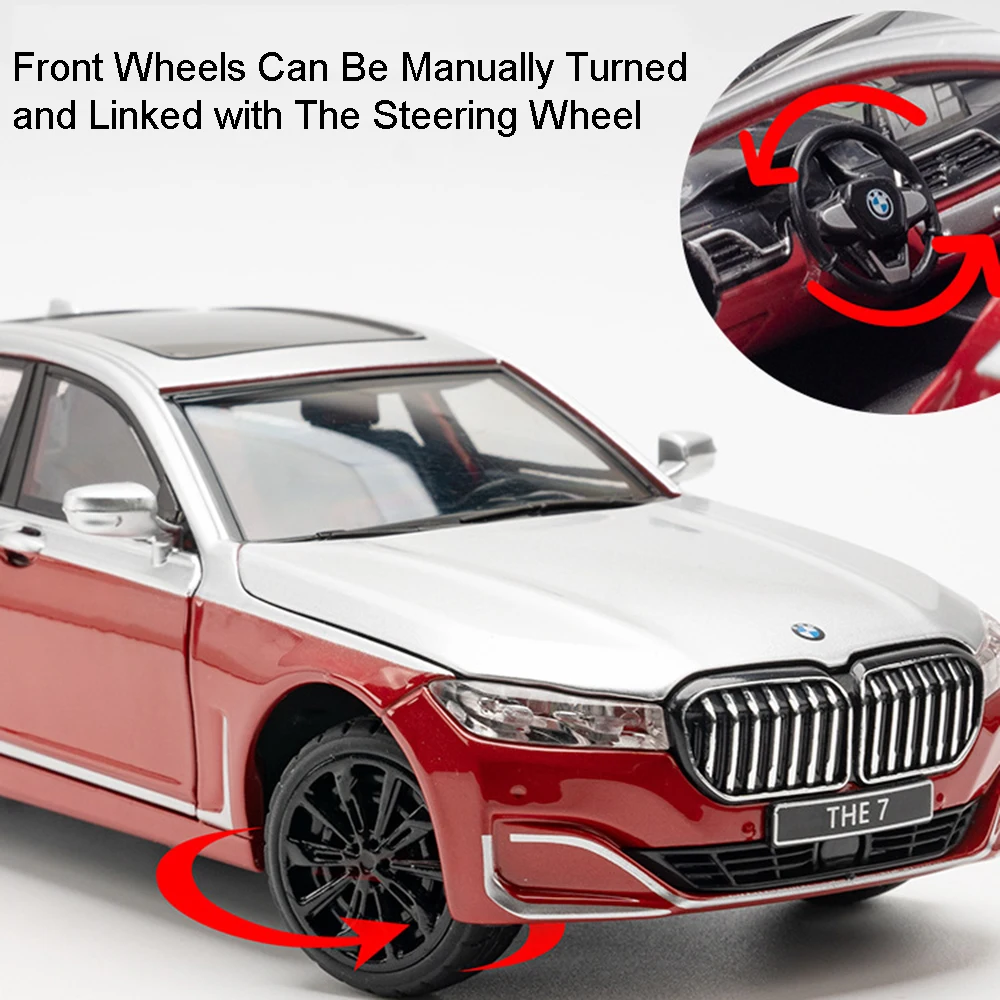 1:24 760LI M4 Model Samochodu Zabawka Mini Metalowy Model Odlewany Kolekcja Pojazdów Dźwięk Światło Otwierane Drzwi Napęd Pull Back Interaktywne Zabawki dla Dzieci