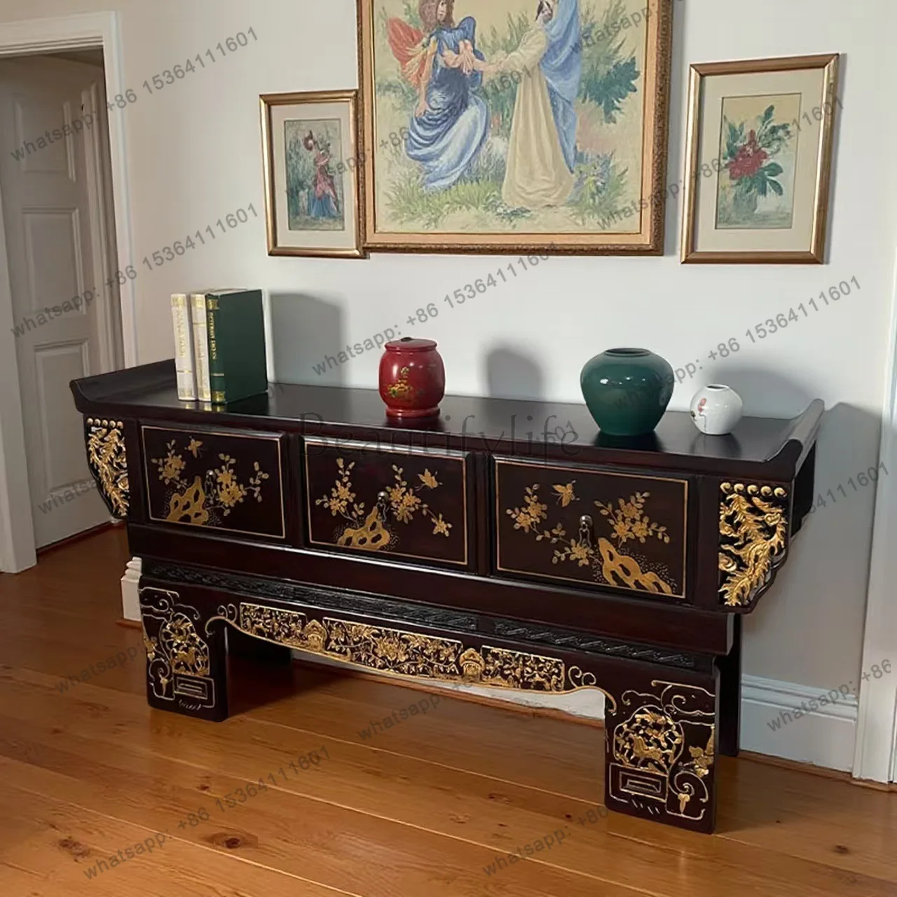 New Chinese retro solid wood offering table Taoist temple shrine temple god table