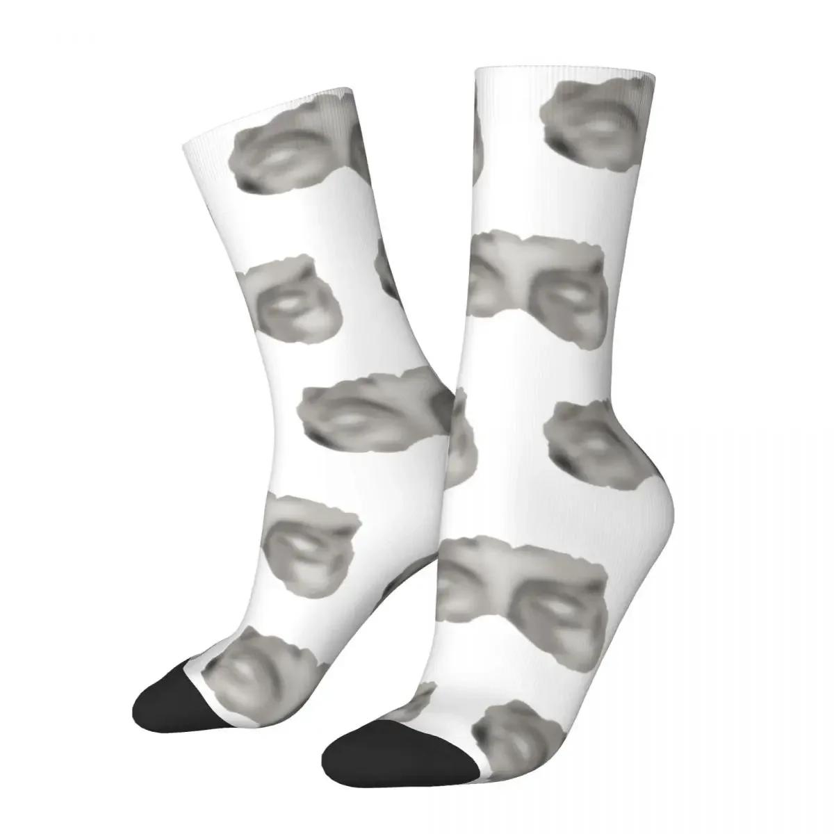 Retro Greek Statue Face Theme Cozy Crew Socks Merchandise All Season Greek Art Soft Crew Socks Sweat Absorbing