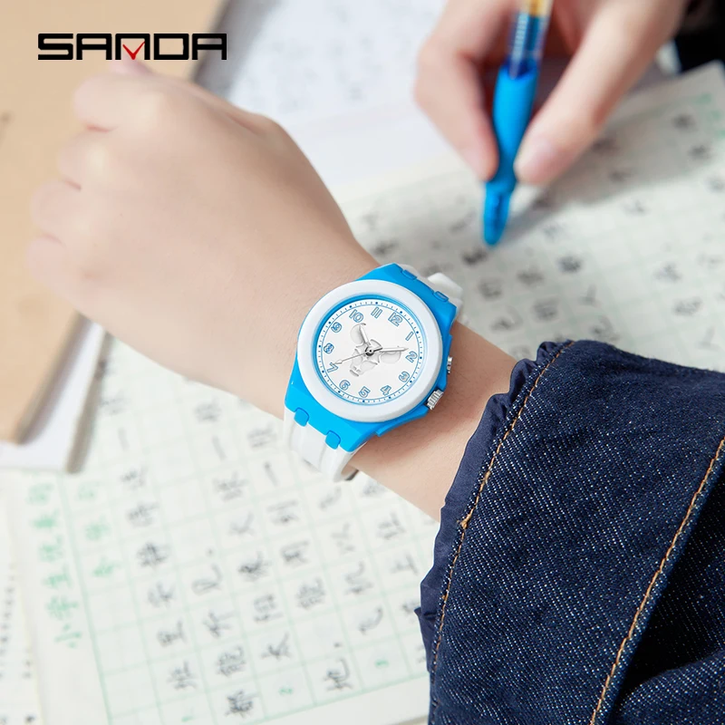 Sanda-Montre à quartz électronique étanche pour étudiants, tendance de la mode, constellation, calendrier, veilleuse, 6106