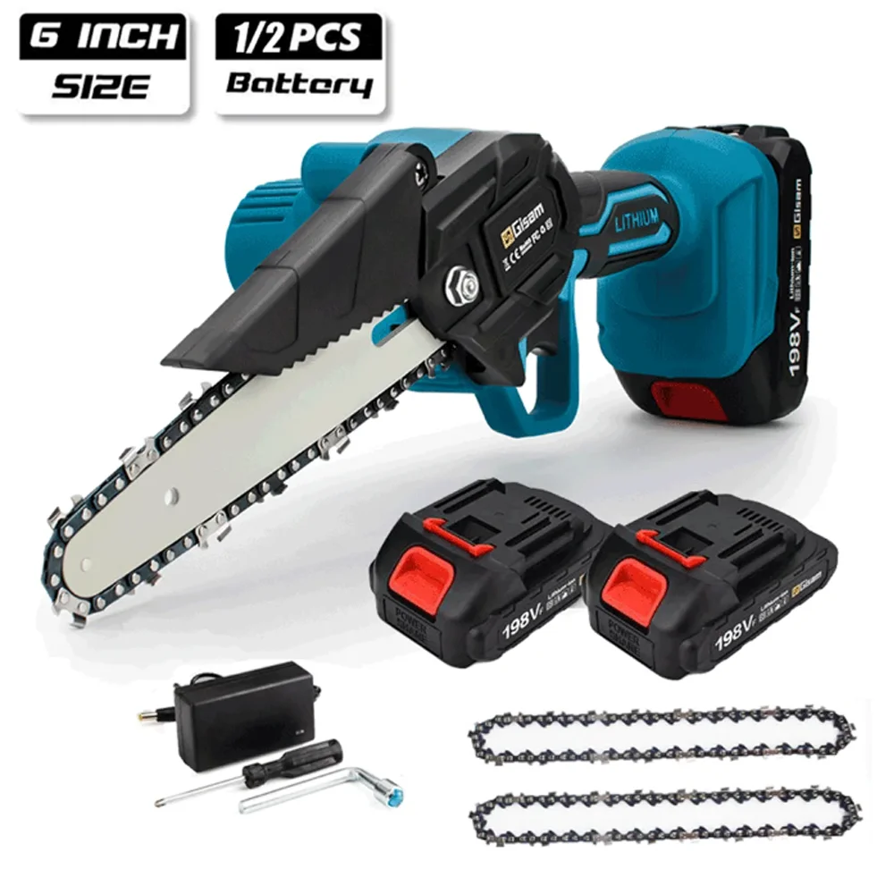 Portable Electric Chainsaw 6Inch Mini Chainsaw Rechargeable Battery Cordless Pruning Saw Power Tool Replace Chain for Makita 18V